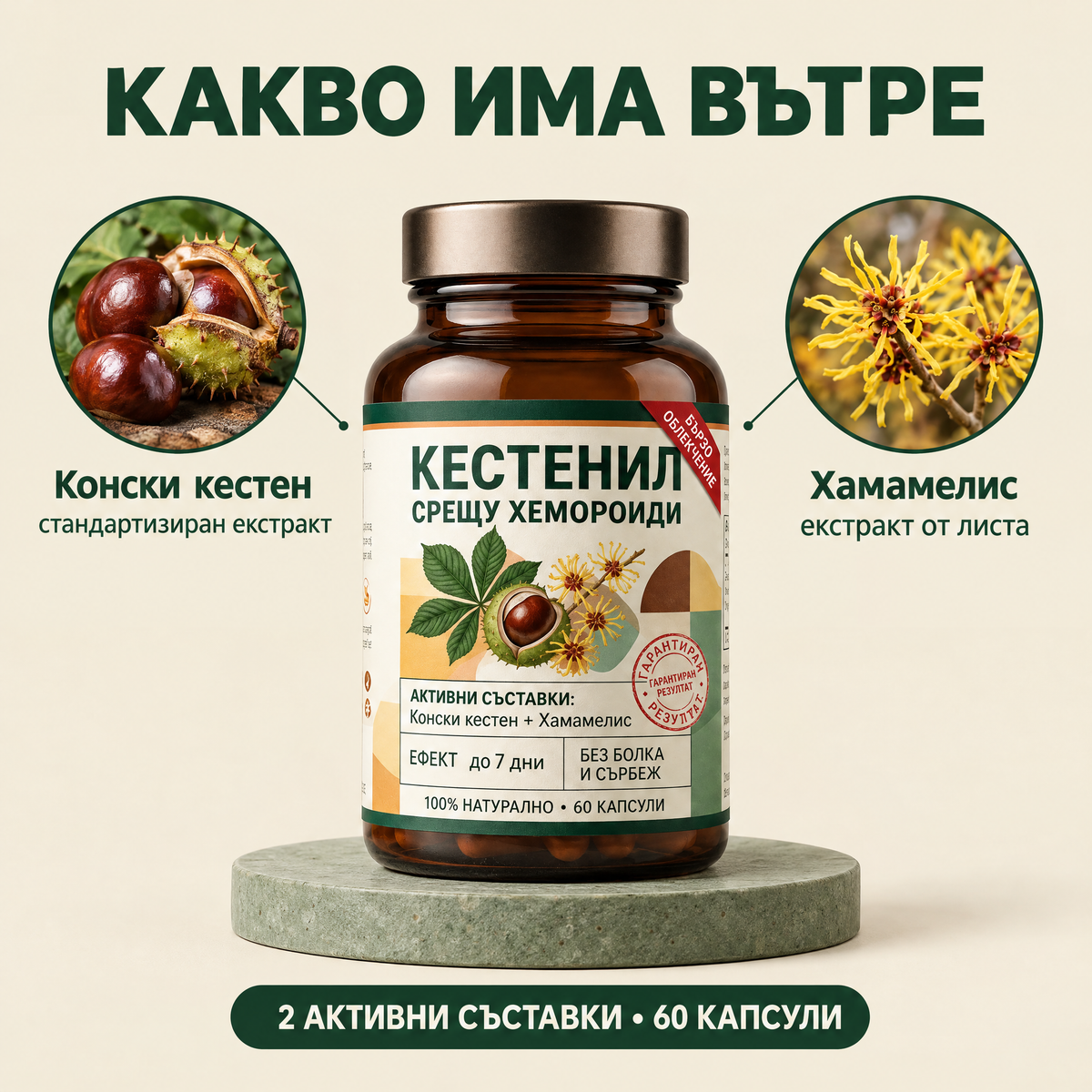 Какво има вътре в Кестенил: конски кестен и хамамелис
